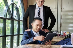 Workplace collaboration stock image