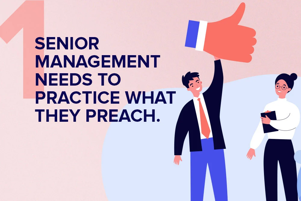 Illustration of senior management practicing what they preach