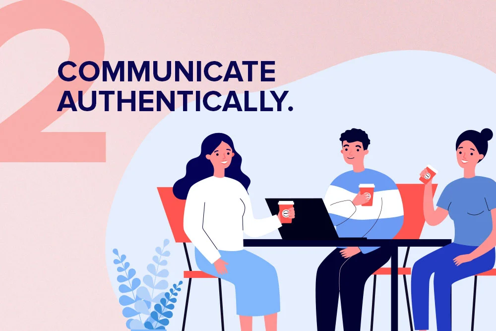 Illustration of employees communicating authentically