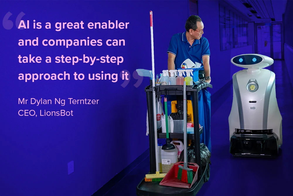 A LionsBot with a cleaner