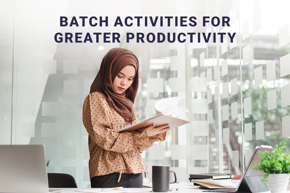 batch activities for greater productivity - a malay woman looking at documents, Troubled office stress workload visual