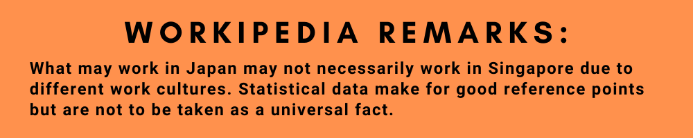 Workipedia Remark - What may work in Japan may not work in Singapore due to different work culture.