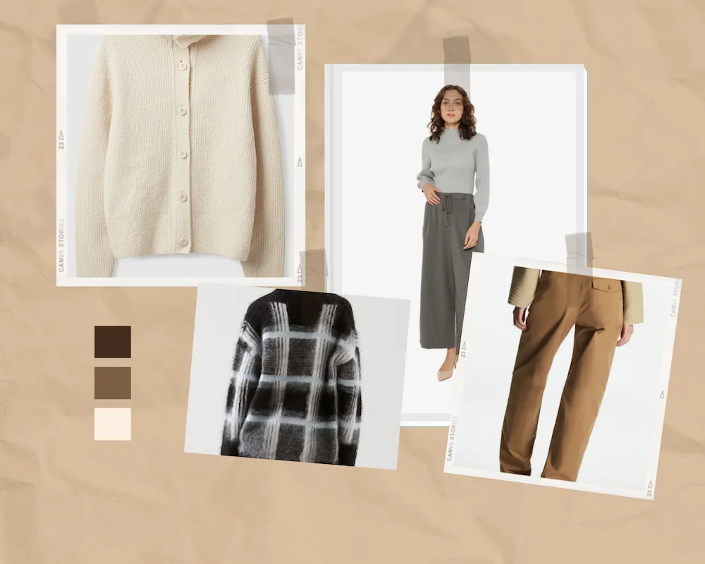 A collage of smart but professional loungewear outfit options for women