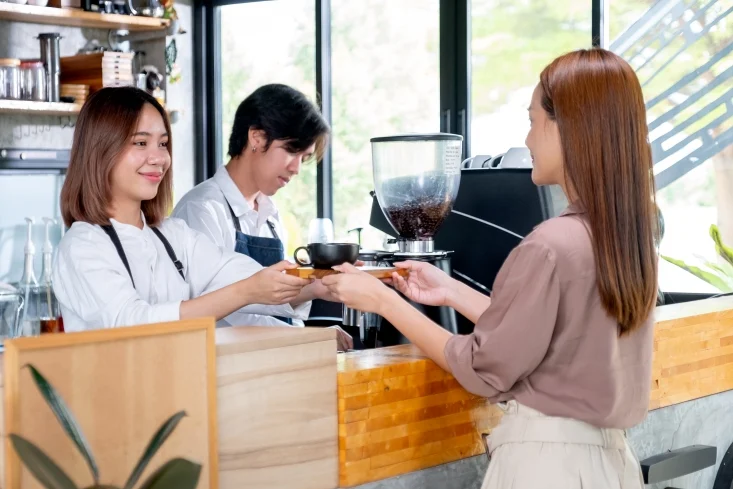 service staff at a cafe