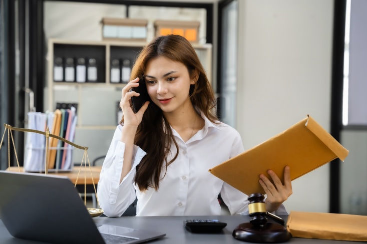 Lady working enthusiastically for her job