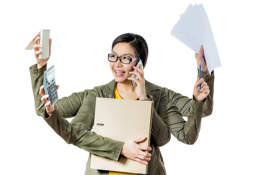 Smiling woman looking confident in office setting