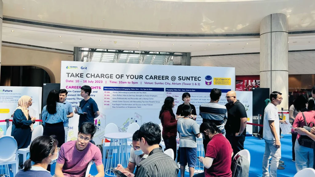 team members collaborating during project session, career connect fair 2023
