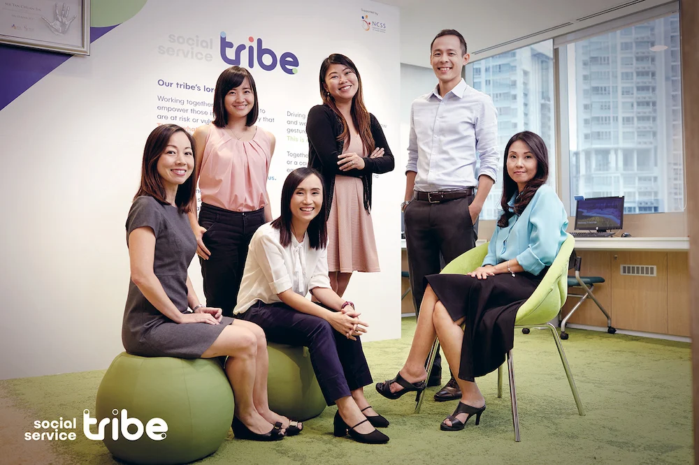 Corporate team group photo at networking event