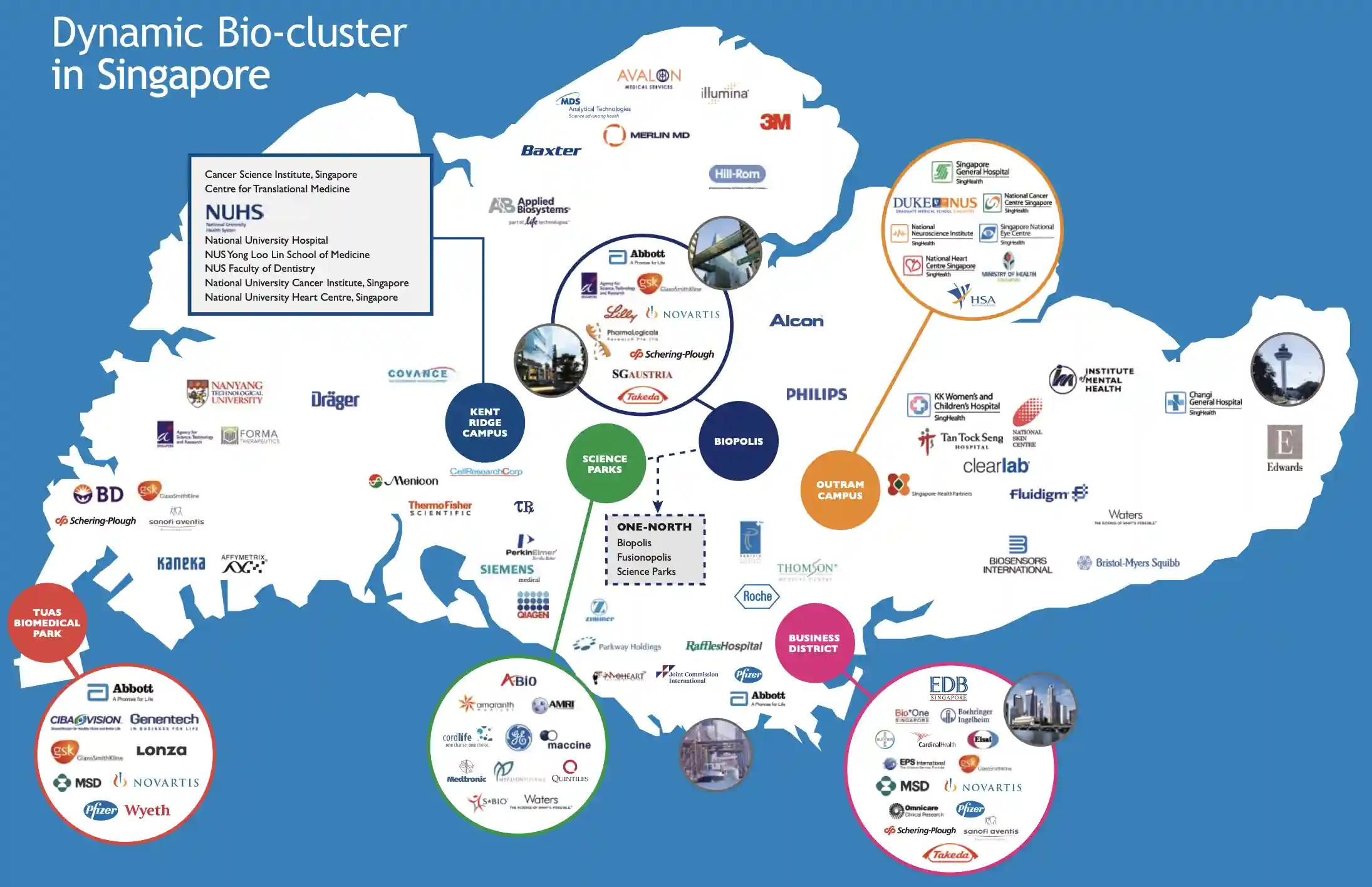 Dynamic Bio-cluster in singapore map - Medical research labs and institutes in Singapore.