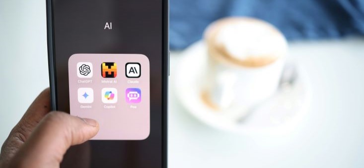 Navigating AI application icons on phone 