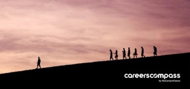 A guide leading a team towards career growth