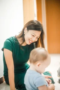 a mother looking at her son