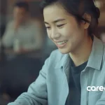 Asian female working offsite in a flexible work arrangement